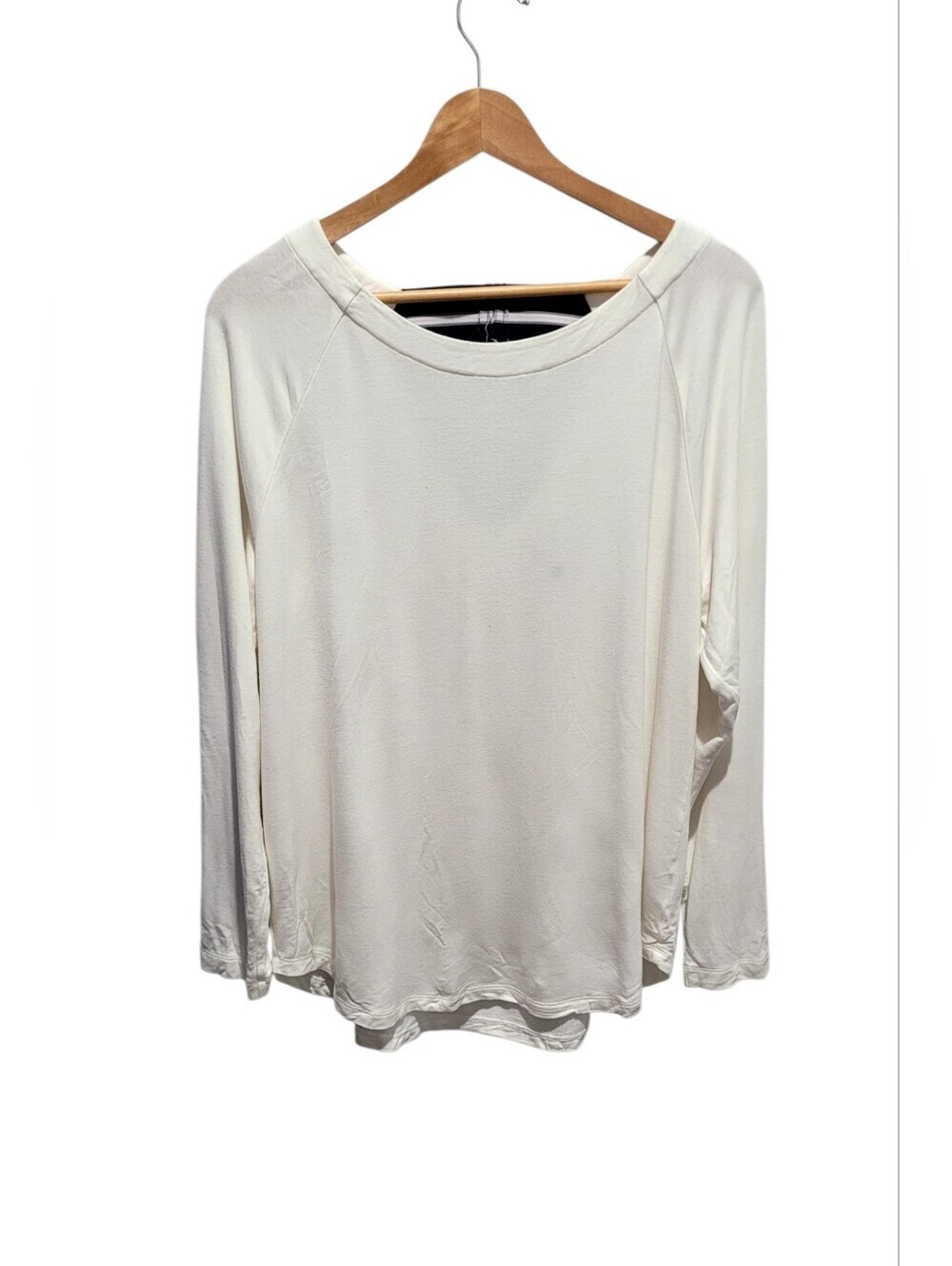 Cabi White French Terry Knit Pullover 100% Cotton Blouse Back Elastic Large